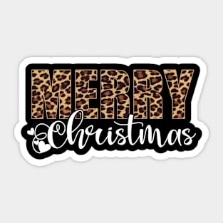 Merry Christmas Leopard Print Xmas Pajamas Women Gift Sticker